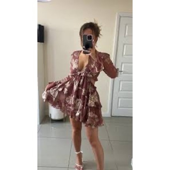 Altar'd State Dresses & Skirts - Altar'd State Mollee GG143‎ Burgundy Gold Metallic Floral Mini Dress Medium